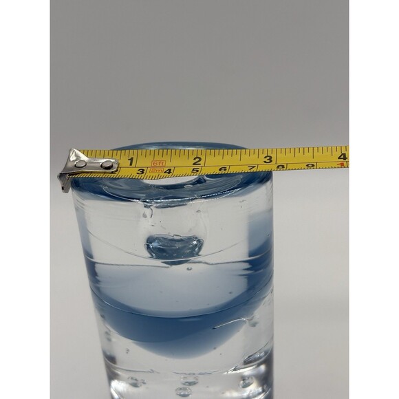 Vintage Clear & Blue Art Glass Tealight Candle Holder Bubble Design Modern - Picture 5 of 10
